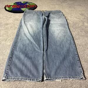 BLUE Y2K OLD NAVY ACID WASHED STRAIGHT FIT BAGGY JEANS😮‍💨